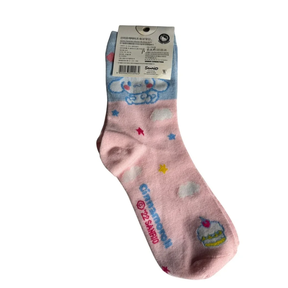 Sanrio‎ Cinnamoroll Women Crew Socks Pink Blue Pastel Kawaii Stars Cupcake New
